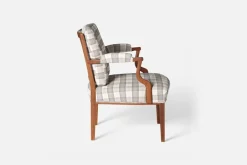 Karmstolar*Josef Frank Karmstol 969 Kederband Sitthöjd 43 cm Gripsholmsruta, Grå