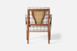 Karmstolar*Josef Frank Karmstol 969 Kederband Sitthöjd 43 cm Gripsholmsruta, Grå