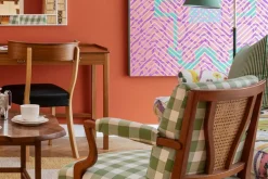 Fåtöljer|Karmstolar*Josef Frank Karmstol 969 Kederband Sitthöjd 47 cm Gripsholmsruta, Grön