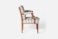 Fåtöljer|Karmstolar*Josef Frank Karmstol 969 Kederband Sitthöjd 47 cm Gripsholmsruta, Grå