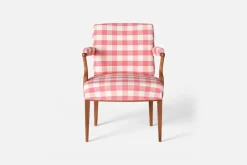 Fåtöljer|Karmstolar*Josef Frank Karmstol 969 Kederband Sitthöjd 47 cm Gripsholmsruta, Rosa