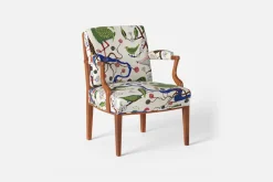 Karmstolar*Josef Frank Karmstol 969 Kederband Sitthöjd 43 cm Gröna Fåglar, Multi