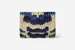 Väskor*Sophia 203 Kuvertväska Fjädrar Blå Guld