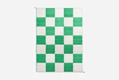 Mattor*Margit Thorén Matta Dubbelbindning Schackruta Grön Vit I