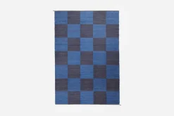 Mattor*Margit Thorén Matta Dubbelbindning Schackruta Blå Blå