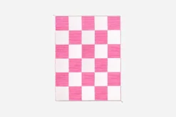 Mattor*Margit Thorén Matta Dubbelbindning Schackruta Rosa Vit