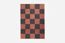 Mattor*Margit Thorén Matta Dubbelbindning Schackruta Brun Brunsvart