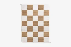 Mattor*Margit Thorén Matta Dubbelbindning Schackruta Ljusbrun Vit