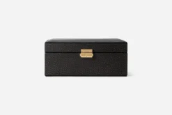 Smyckesförvaring*Svenskt Tenn Smyckeskrin Präglat Skinn Svart