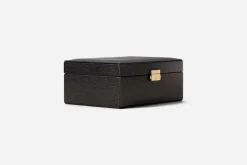 Smyckesförvaring*Svenskt Tenn Smyckeskrin Präglat Skinn Svart