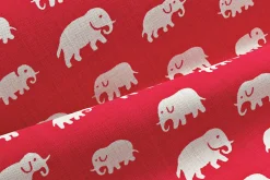 Tygprover|Tyg På Metervara*Estrid Ericson Tygprov Elefant Röd