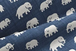 Tygprover|Tyg På Metervara*Estrid Ericson Tygprov Elefant Stormblå